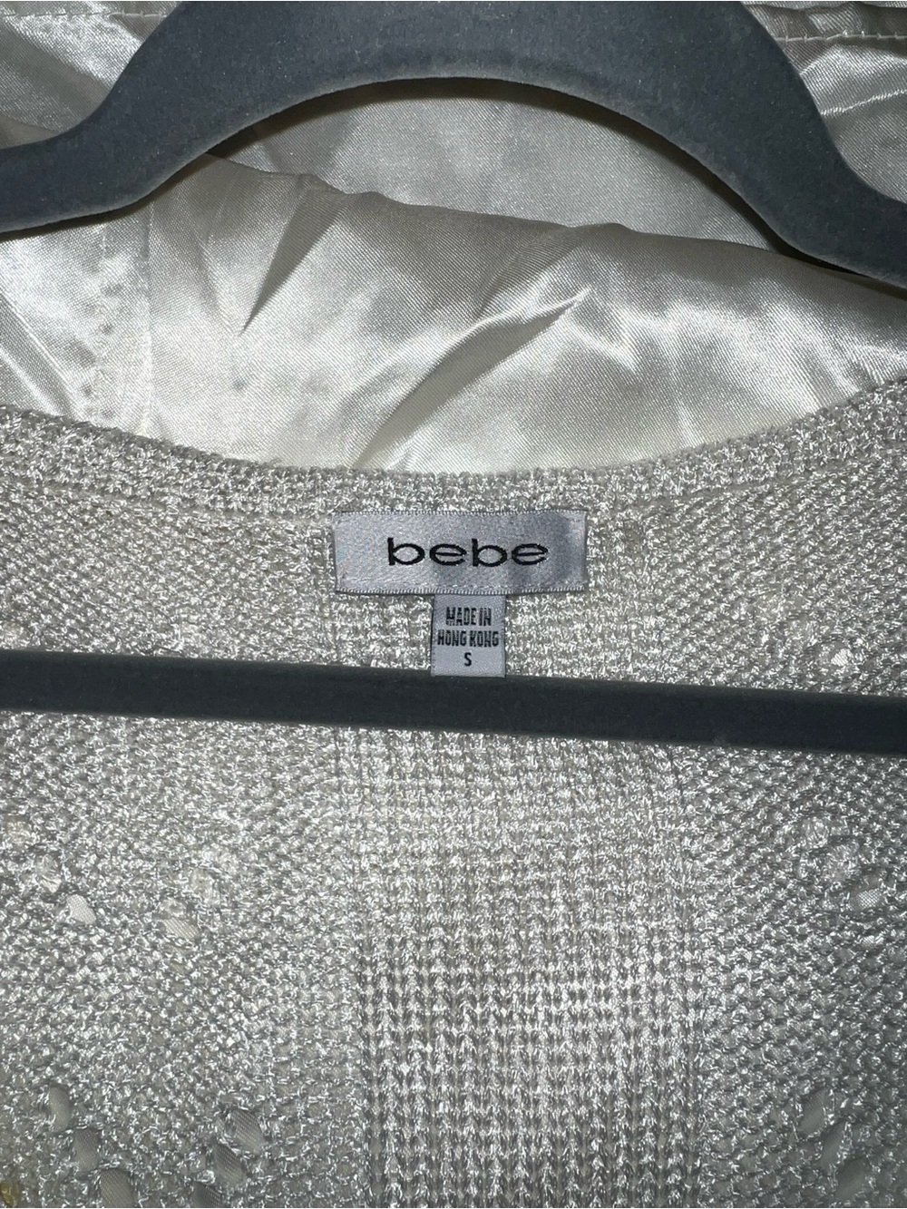 bebe Cream Open-Knit Ruffle-Trim Cropped Cardigan - Picture 10 of 12